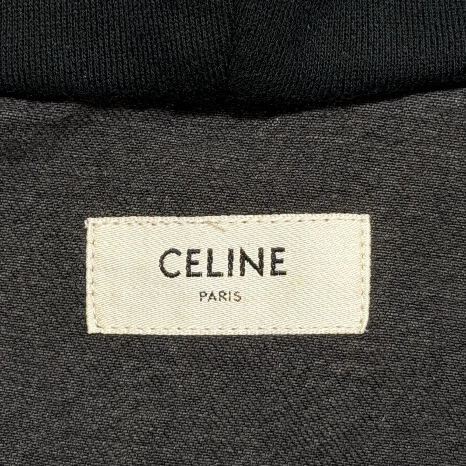 CELINE Hood Logo Print Trucker Jacket / Black Denim Size S