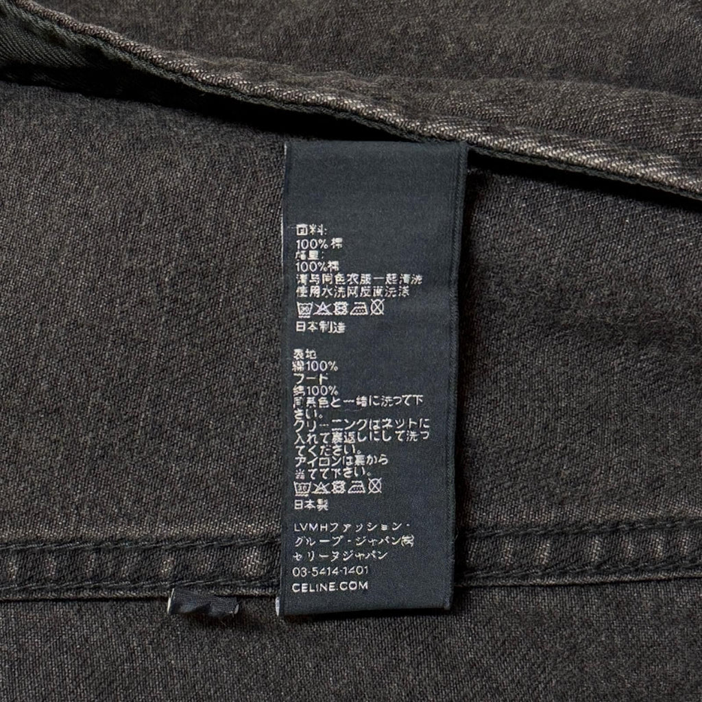 CELINE Hood Logo Print Trucker Jacket / Black Denim Size S