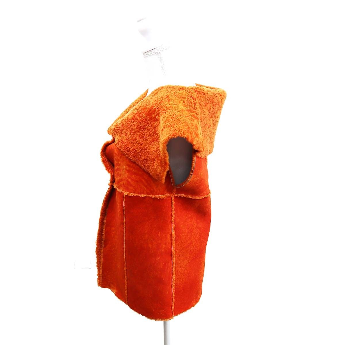 CHANEL Mouton Vest Gilet Orange Size 40