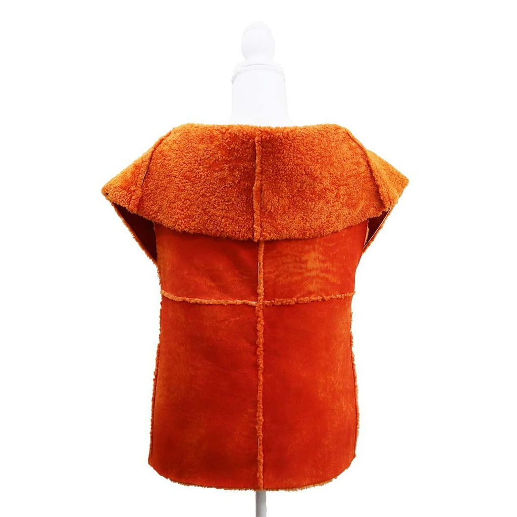 CHANEL Mouton Vest Gilet Orange Size 40