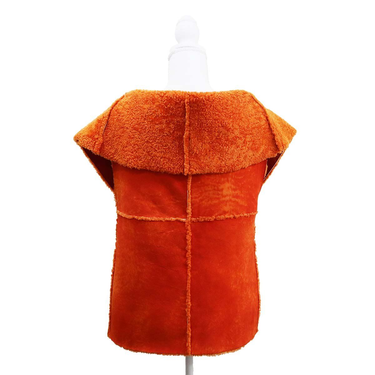 CHANEL Mouton Vest Gilet Orange Size 40