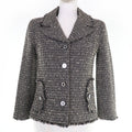CHANEL Vintage 03A Wool Wood Shell Logo Button Tweed Jacket Brown Size 34