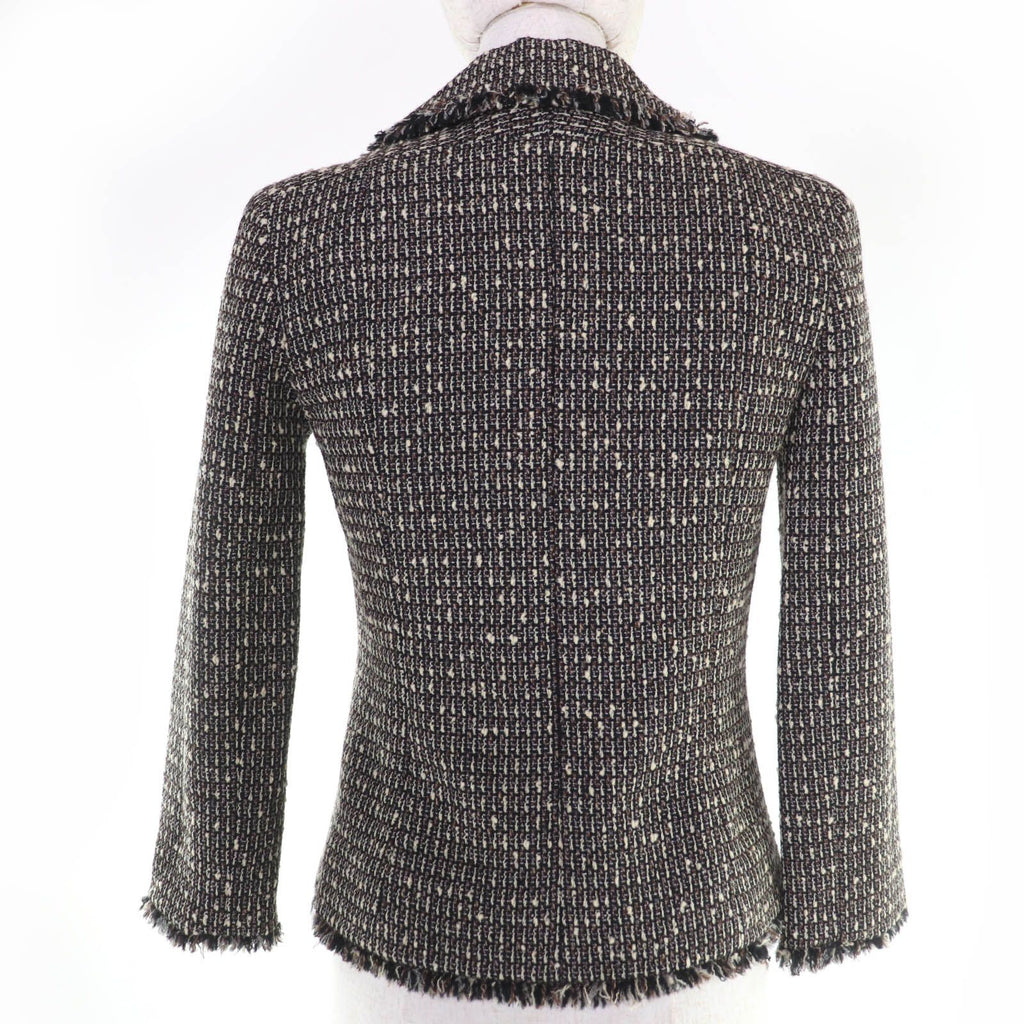 CHANEL Vintage 03A Wool Wood Shell Logo Button Tweed Jacket Brown Size 34