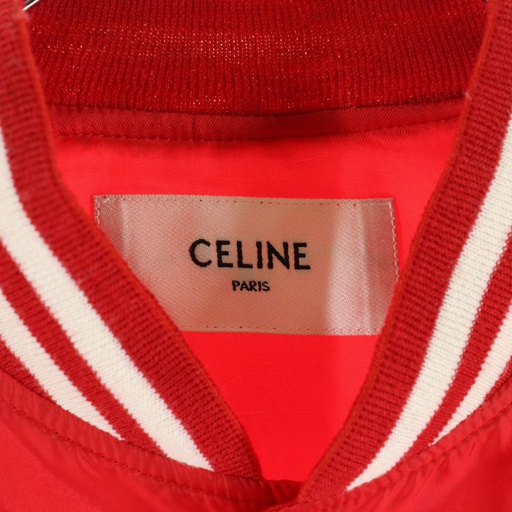 CELINE 22SS Back Logo Nylon Satin Teddy Jacket Red Size 46