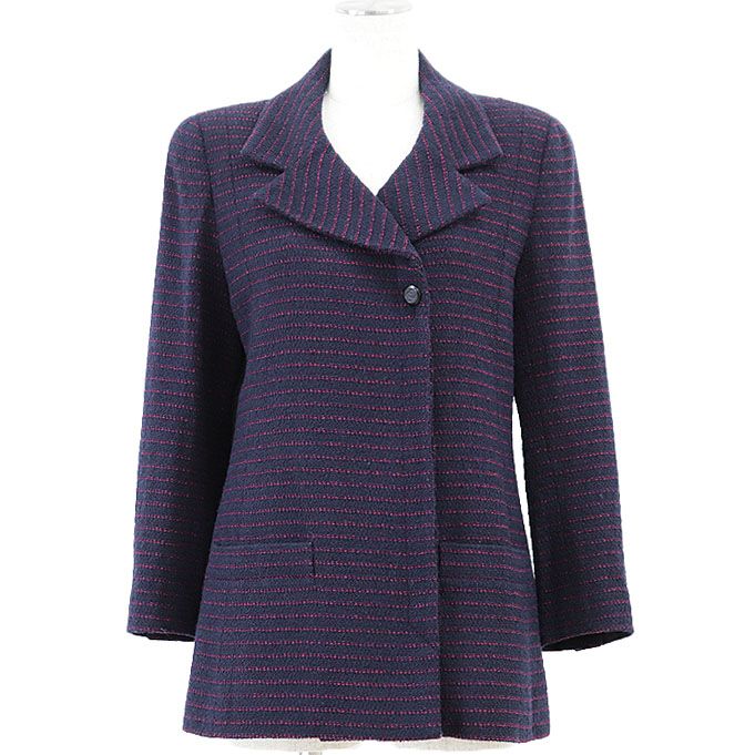 CHANEL BOUTIQUE Vintage 98A Wool Nylon Double Breasted Fly Front Jacket Size 38
