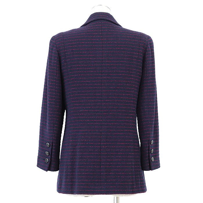 CHANEL BOUTIQUE Vintage 98A Wool Nylon Double Breasted Fly Front Jacket Size 38