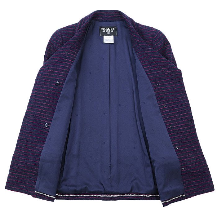 CHANEL BOUTIQUE Vintage 98A Wool Nylon Double Breasted Fly Front Jacket Size 38