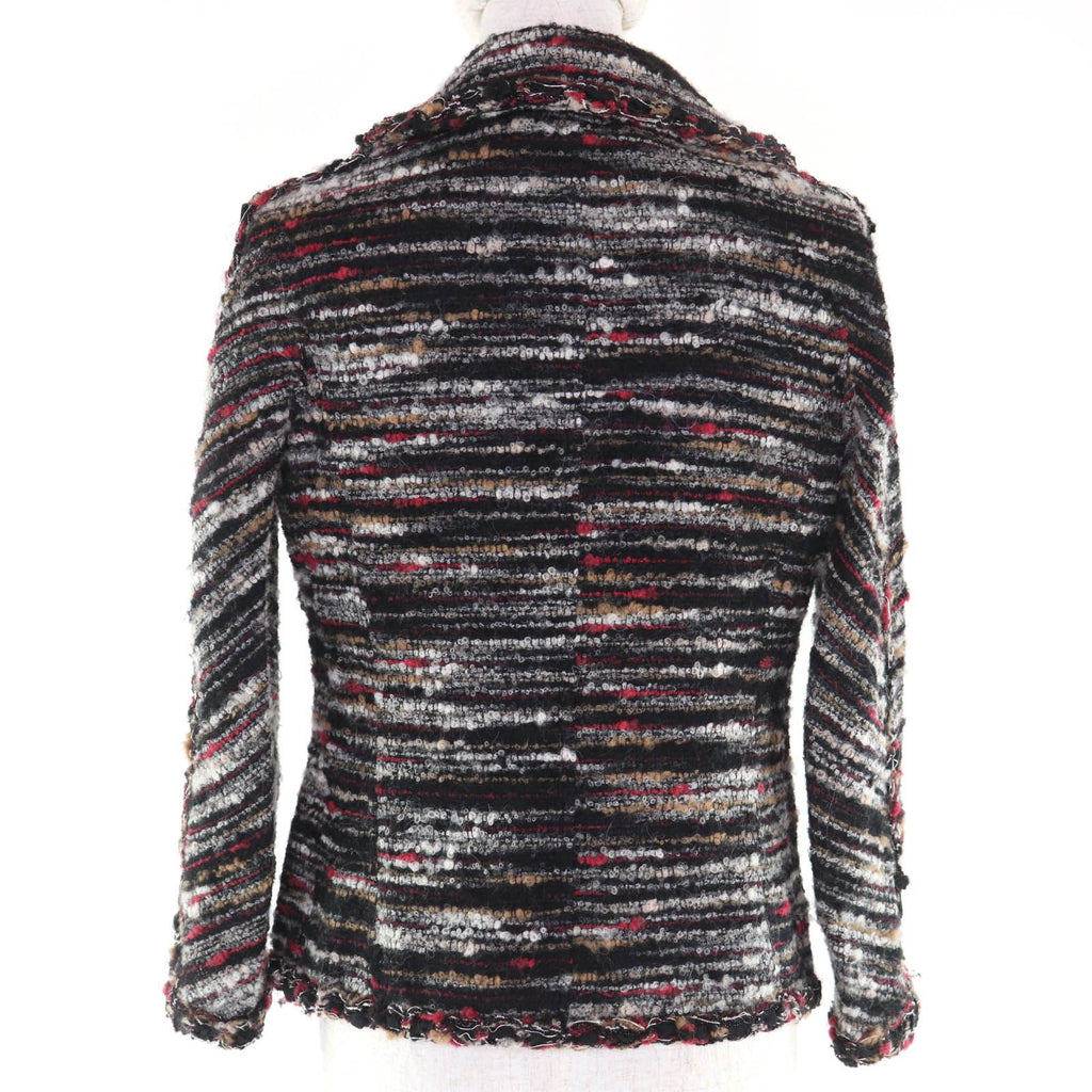 CHANEL Wool Alpaca Silk Lining CC Logo Button Jacket Multi Size 34