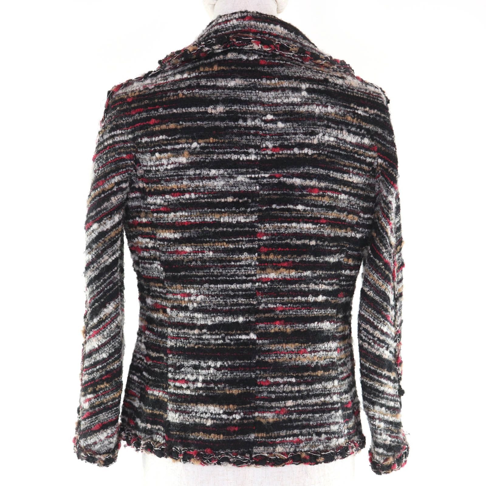 CHANEL Wool Alpaca Silk Lining CC Logo Button Jacket Multi Size 34