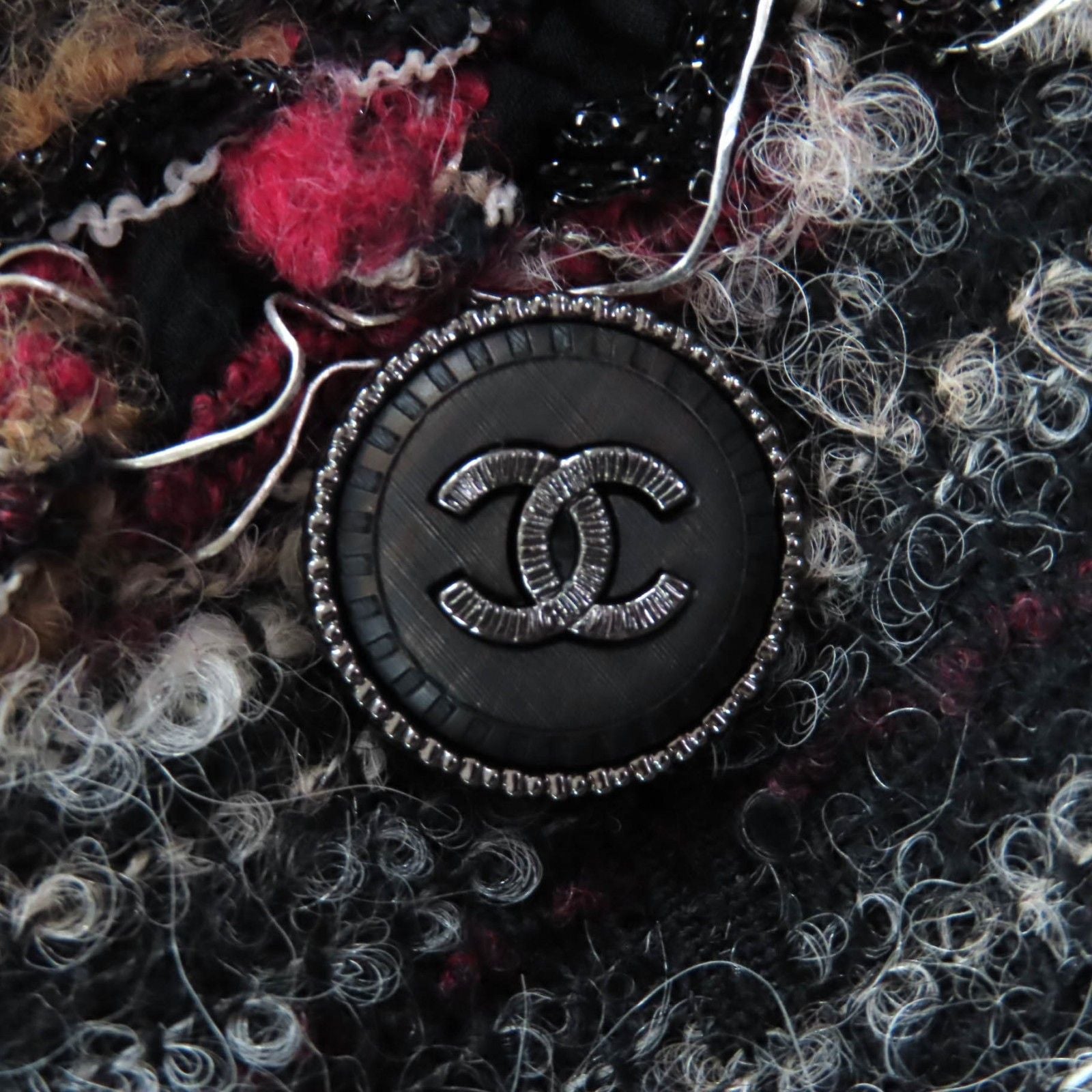 CHANEL Wool Alpaca Silk Lining CC Logo Button Jacket Multi Size 34