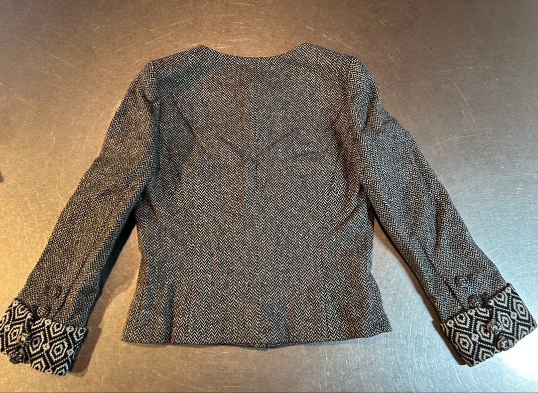 シャネル ヘリンボーン ウール カシミヤ ジャケット サイズ36