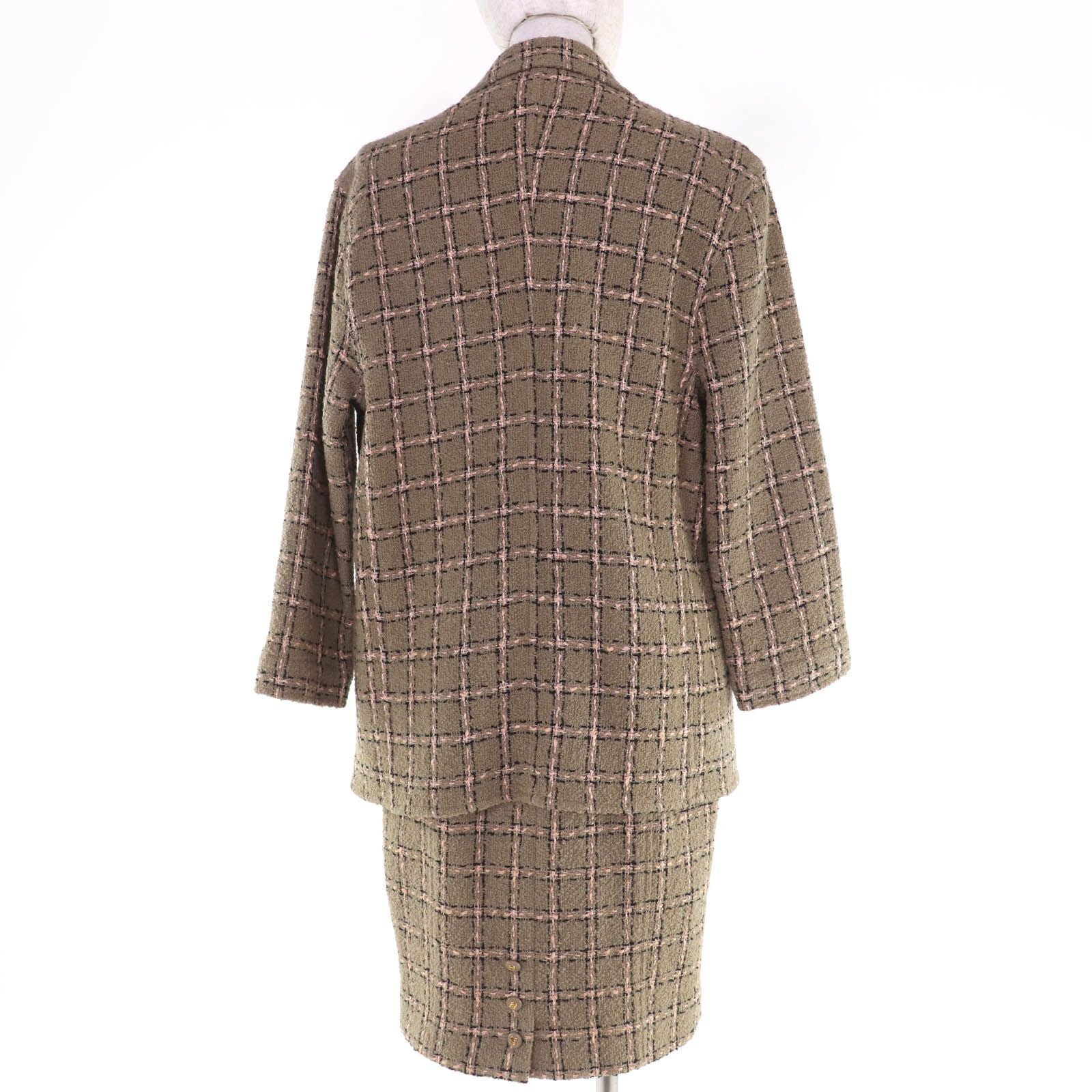 CHANEL Vintage 95A Wool Tweed Jacket & Dress Ensemble Brown Size 40