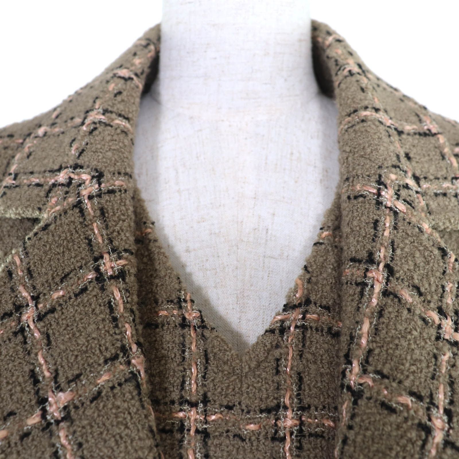 CHANEL Vintage 95A Wool Tweed Jacket & Dress Ensemble Brown Size 40