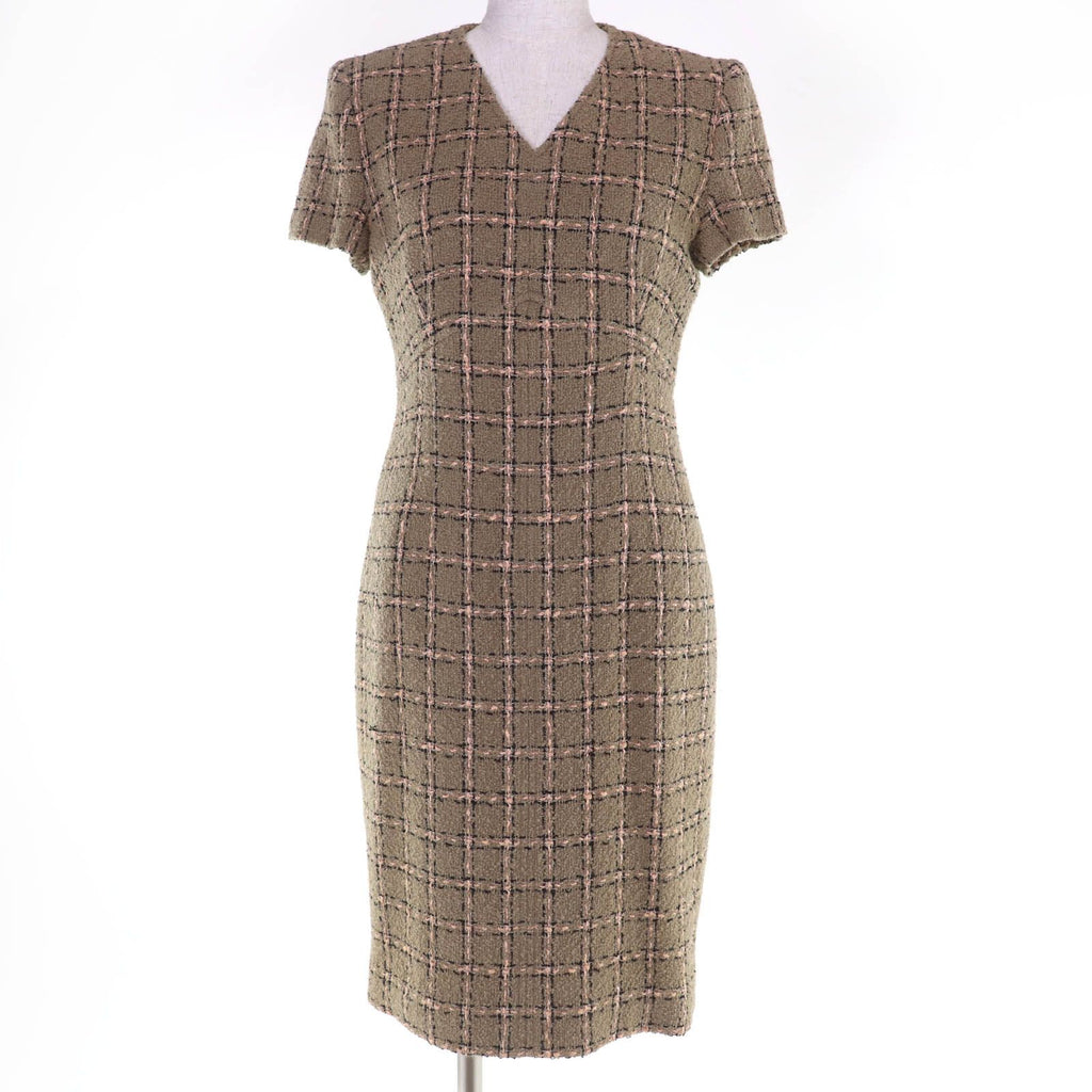 CHANEL Vintage 95A Wool Tweed Jacket & Dress Ensemble Brown Size 40