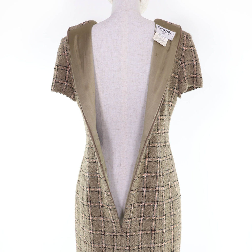 CHANEL Vintage 95A Wool Tweed Jacket & Dress Ensemble Brown Size 40