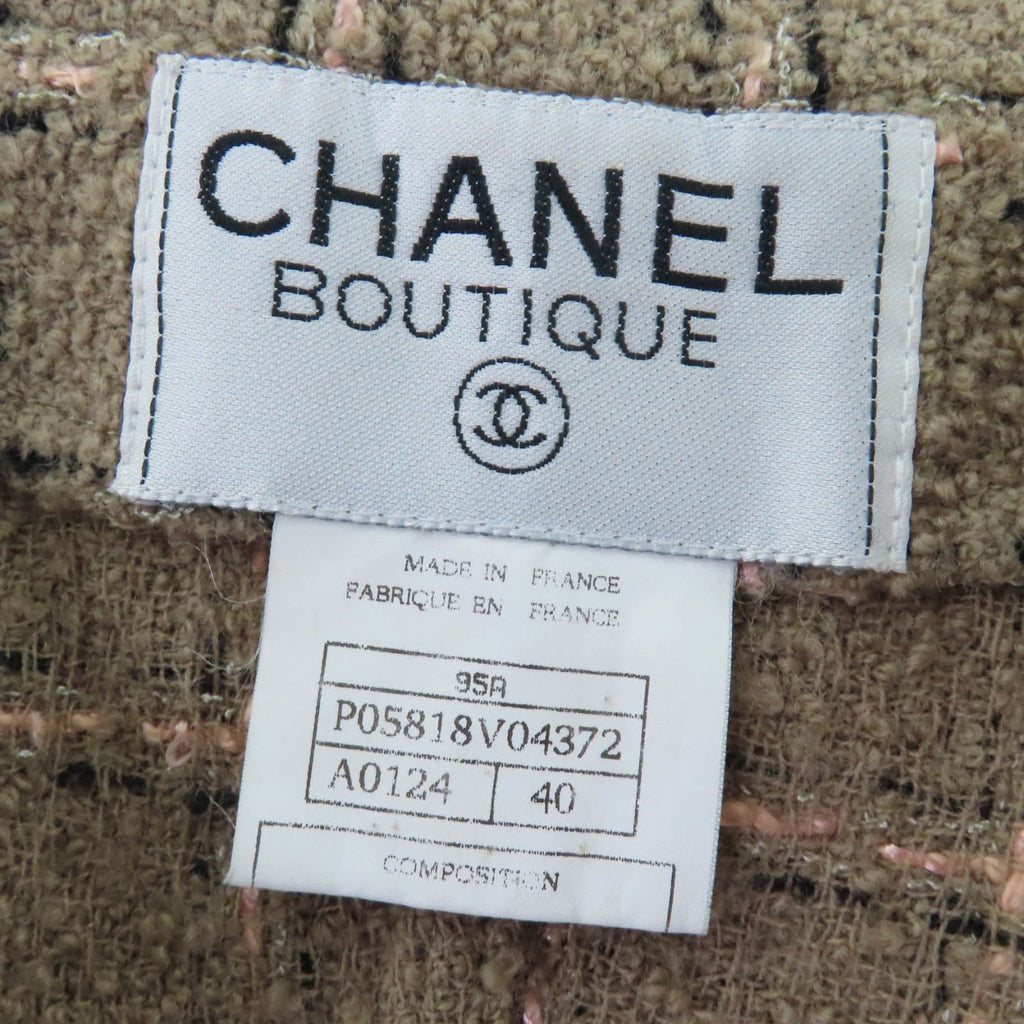 CHANEL Vintage 95A Wool Tweed Jacket & Dress Ensemble Brown Size 40