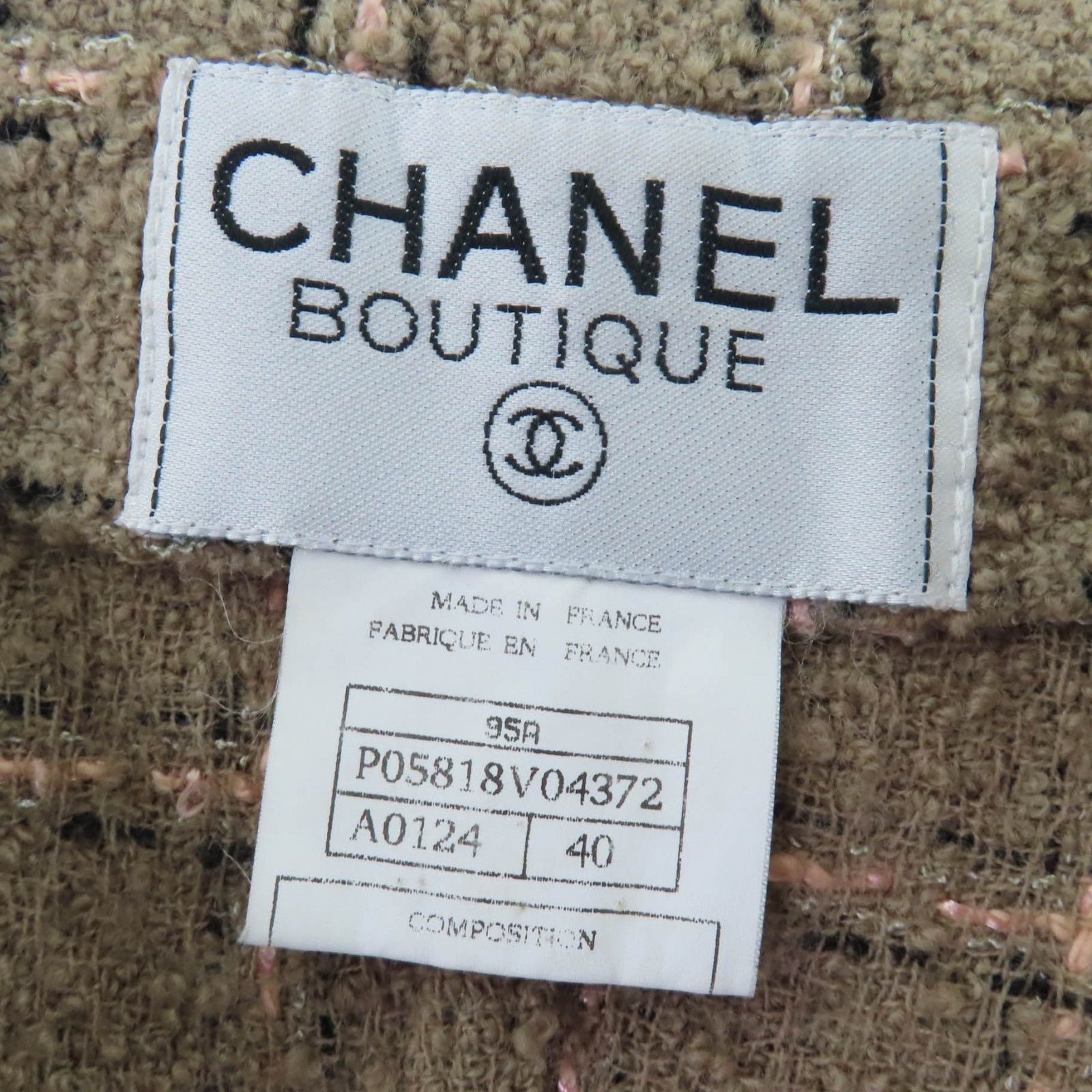CHANEL Vintage 95A Wool Tweed Jacket & Dress Ensemble Brown Size 40