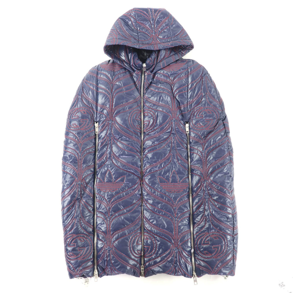 GUCCI × adidas インターロッキングG トレフォイル パッド入りジップアップポンチョ ネイビー Sサイズ