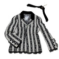CHANEL Silk Tweed Stripe Jacket Lace Lining Size 36