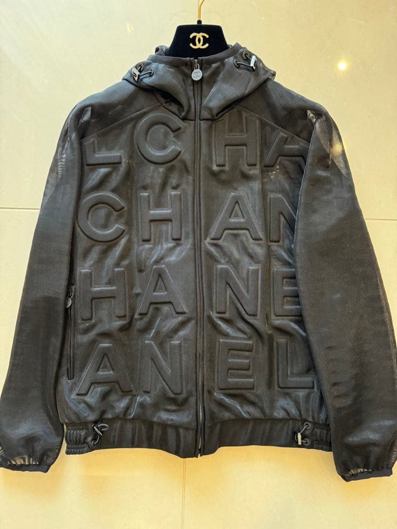 CHANEL Mesh Blouson Zip-Up Hoodie Size 34
