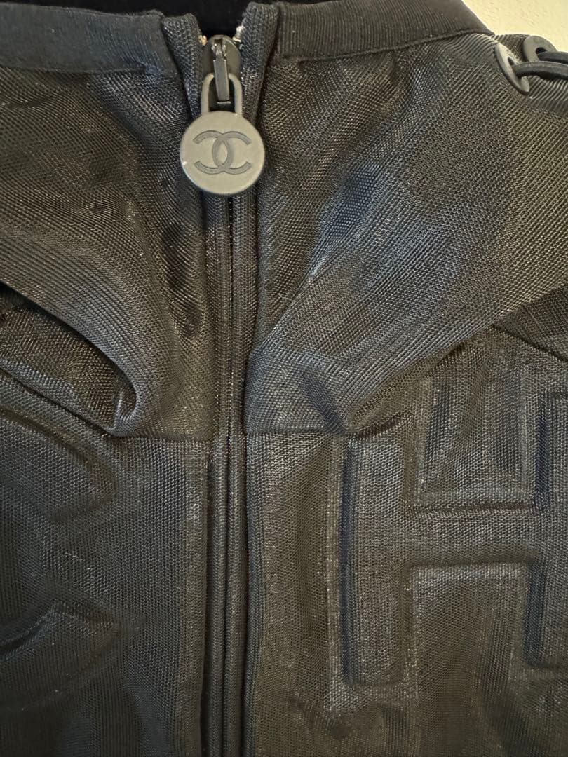 CHANEL Mesh Blouson Zip-Up Hoodie Size 34