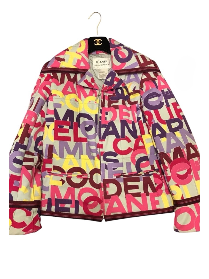 CHANEL Logo Multicolor Jacket Coat 38